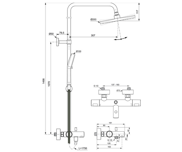 душевая система IDEAL STANDARD CERATHERM T25